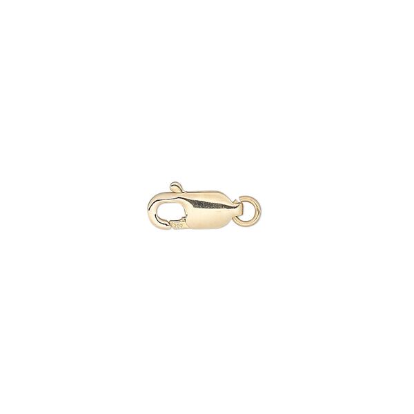Clasp, lobster claw, 14Kt gold, 10x5mm with jump ring. Sold individually. image number 0
