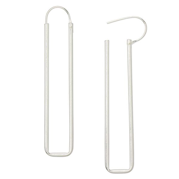 Earring hoop 1pkg2 sterling silver, 50x11mm rectangle / endless loop, 1 pair image number 0