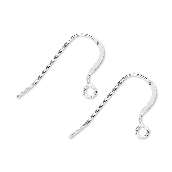 Ear wire fishhook 1pkg50 sterling silver, 17mm flat / open loop, 20 gauge 25 pair image number 0