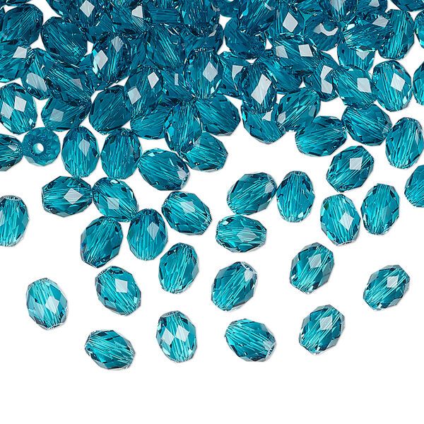 Bead 360pk blue zircon, Swarovski® 5x4mm olive briolette 5044 image number 0