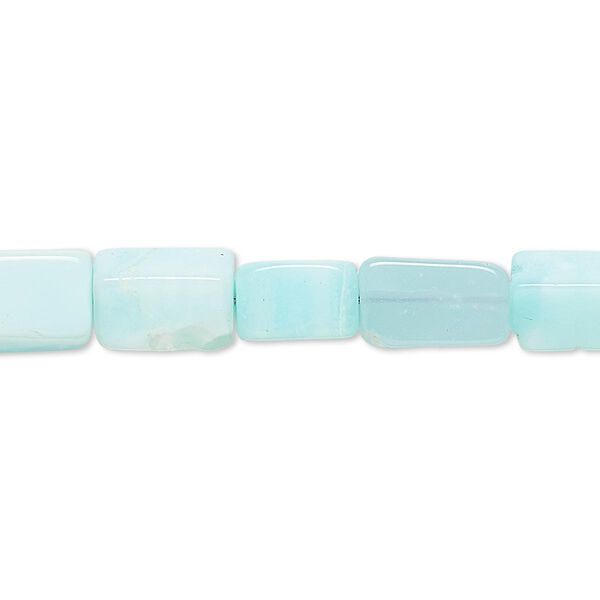 Bead, opal (dyed), blue, 9x6mm-12x7mm hand-cut square tube and flat rectangle, C+ grade, Mohs hardness 5 to 6-1/2. Sold per 13-inch strand. image number 0