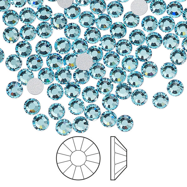 Flat back 144pk aqua bohemica foil back, Preciosa Viva 12® Czech crystal rhinestone 3.8-4mm chaton rose round SS16 image number 0