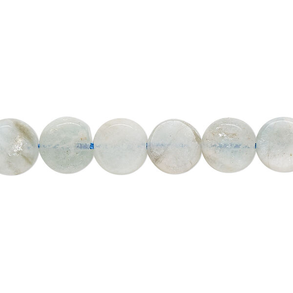 Aquamarine 1pkg1, flat round bead 15 inch 7-8mm image number 0
