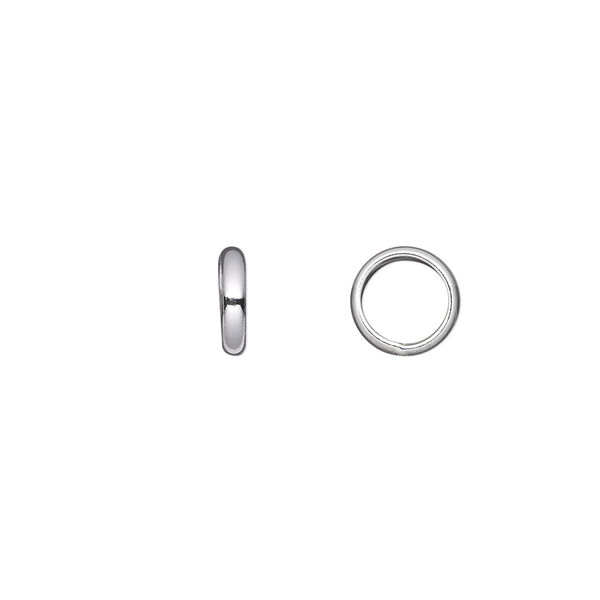 Jump ring, sterling silver, 8mm soldered round, 5.5mm inside diameter, 12 gauge. Sold per pkg of 10. image number 0