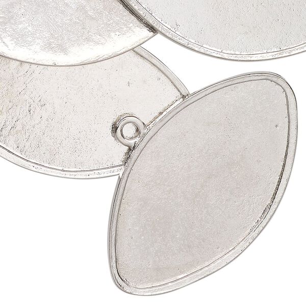 Drop, antique silver finish "pewter" (zinc-based alloy), 39x23mm marquise with 36x20mm marquise setting. Sold per pkg of 6. image number 0