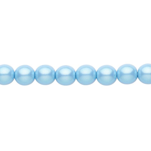 Bead, Czech pearl-coated glass druk, opaque iridescent aqua, 6mm round. Sold per 15-1/2" to 16" strand. image number 0