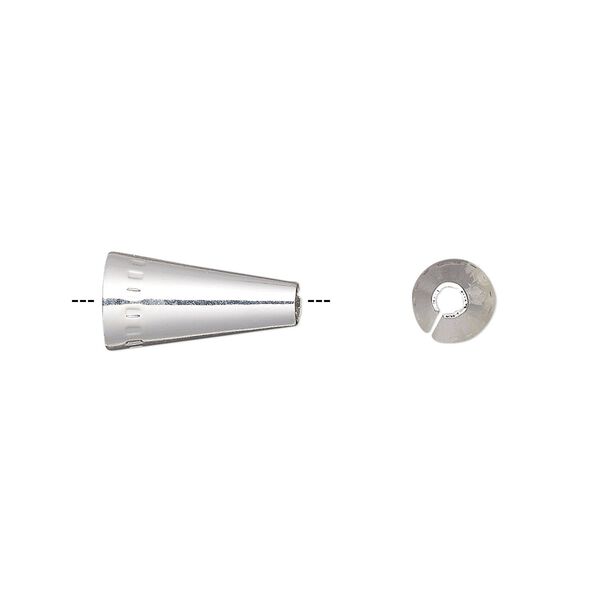 Cone, silver-finished brass, 12x6mm with square pattern, 5mm hole. Sold per pkg of 10. image number 0