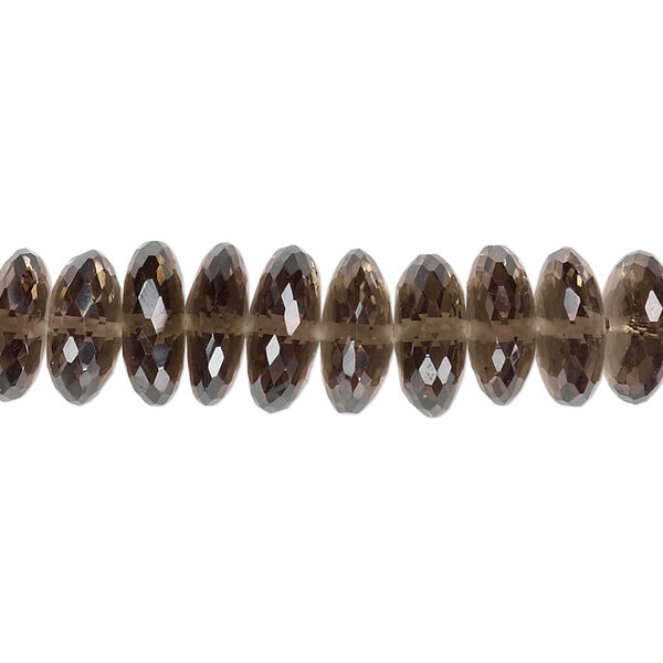 Smoky quartz 1pkg10, hand-cut faceted rondelle bead graduated 10x4mm-11x5mm image number 0