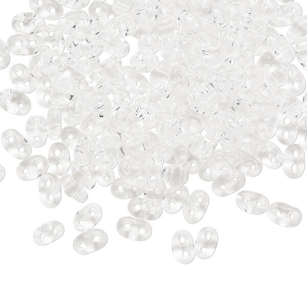 Seed bead, Preciosa Twin™ Czech glass, pkg/10g, 5x2.5mm oval, transparent clear, (00050). image number 0