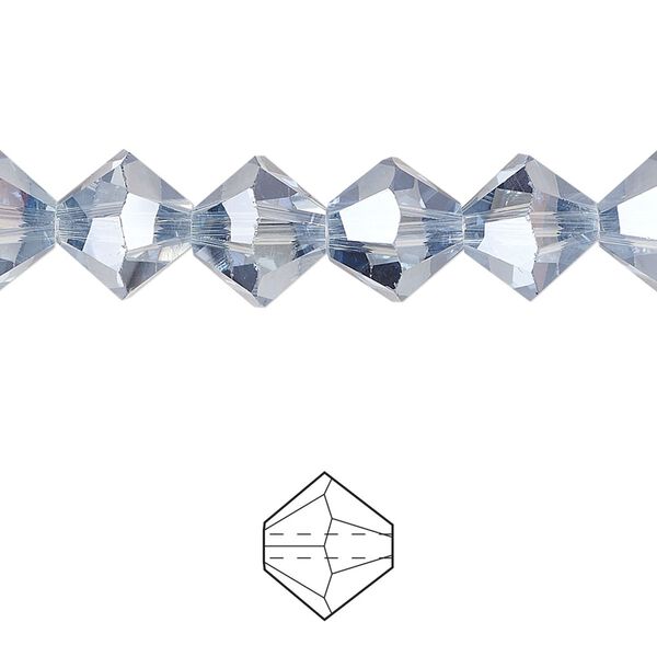Bead 48pk translucent crystal silver night, Celestial Crystal® 10mm bicone image number 0