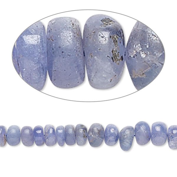 Bead, tanzanite (heated), 4x2mm-7x4mm graduated hand-cut rondelle, C grade, Mohs hardness 6 to 7. Sold per 15" to 16" strand. image number 0