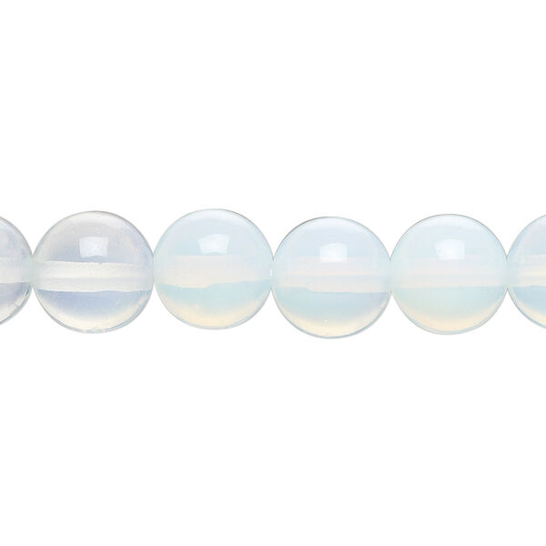 Bead, sea "opal" (glass), translucent to semitranslucent, 10mm round. Sold per 15-1/2" to 16" strand. image number 0