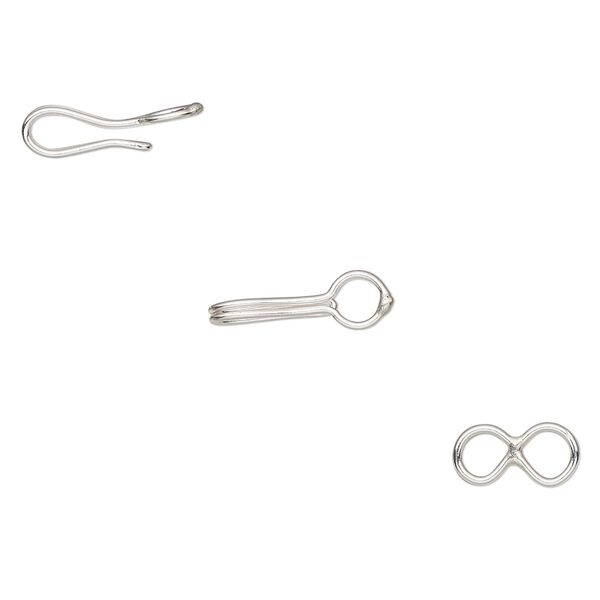 Clasp, hook-and-eye, sterling silver, 20x5mm. Sold individually. image number 0