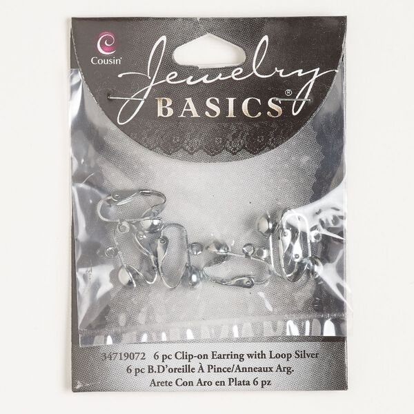 Earring clip-on 1pkg6, 18mm / 6.5mm half-ball / open loop, antiqued silver-finished steel 3 pair image number 0