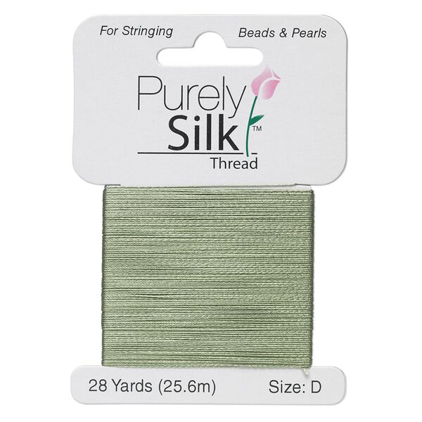 Thread, Purely Silk™, dark green, size D. Sold per 28-yard card. image number 0