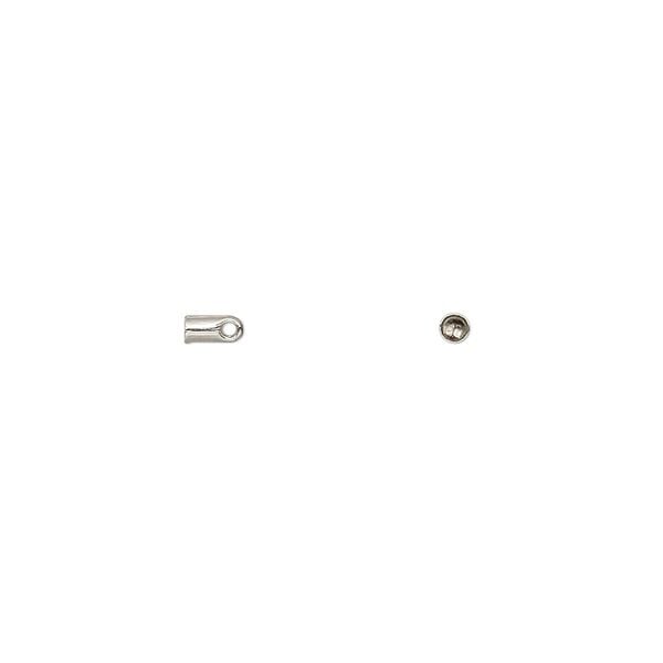 Cord end, glue-in, imitation rhodium-plated brass, 4x2mm with 1mm inside diameter. Sold per pkg of 100. image number 0