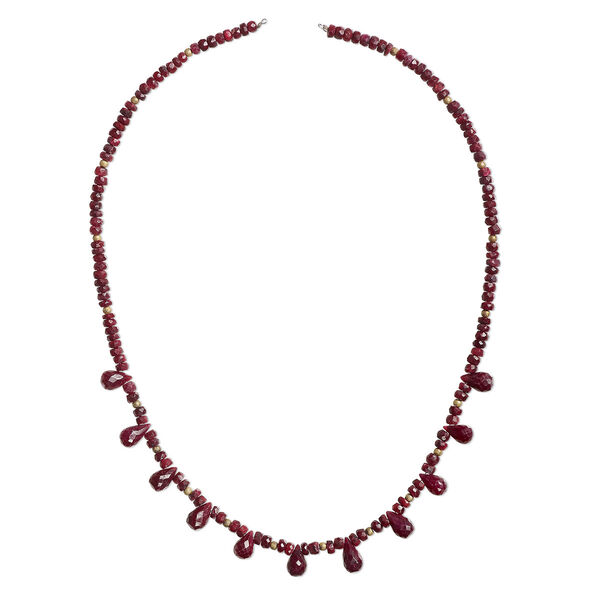 Ruby / sterling silver 1pkg1, faceted teardrop / faceted rondelle / round bead necklace base gold-plated 16 inch mixed sizes image number 0
