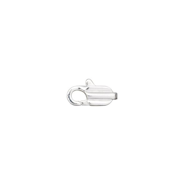Clasp, lobster claw, silver plate brass, 11x5mm. Sold per pkg of 10. image number 0