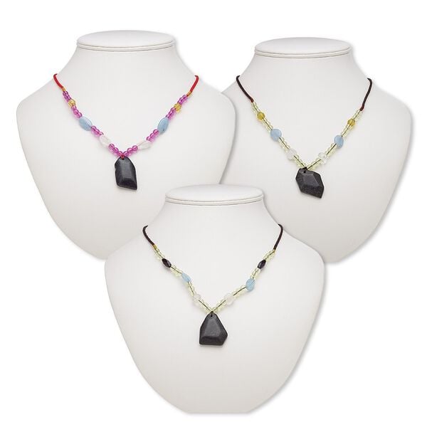 Serpentine / multi-gemstone / acrylic 1pkg3, freeform necklace continuous 20 inch mix 29x20mm-38x27mm image number 0
