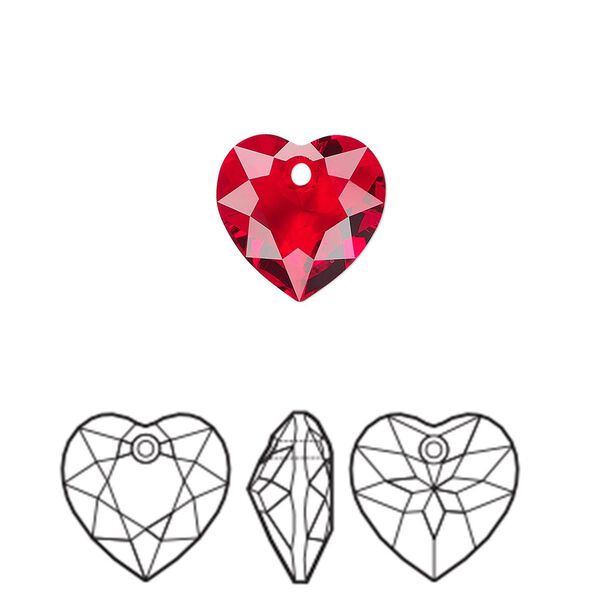 Drop 2pk Siam, Crystal Passions® 10.5mm pendant heart cut 6432 image number 0