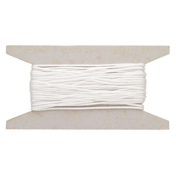 Cord, nylon, white, 1.5mm round. Sold per 25-foot card. image number 0