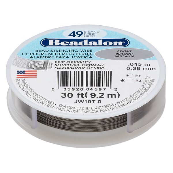 Wire, Beadalon®, nylon and stainless steel, bright, 49 strand, 0.015-inch diameter. Sold per 30-foot spool. image number 0