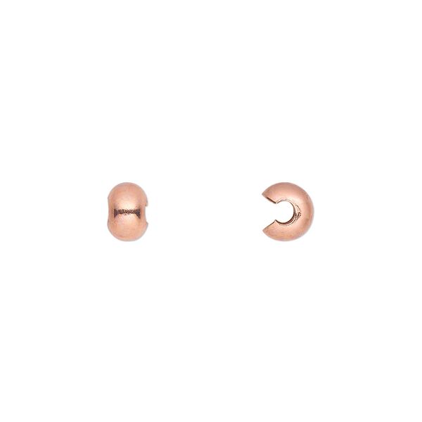 Crimp cover, copper-plated copper, 5mm round. Sold per pkg of 500. image number 0