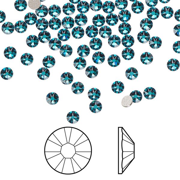 Flat back 1440pk blue zircon foil back, Swarovski® 3-3.2mm rose round SS12 2088 image number 0