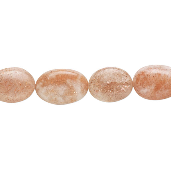 Sunstone 1pkg1, hand-cut puffed oval bead natural 8 inch 11x9mm-13x10mm image number 0