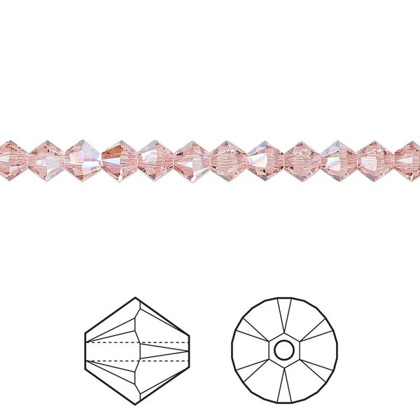 Bead 1440pk light rose shimmer, Swarovski® 4mm XILION bicone 5328 image number 0