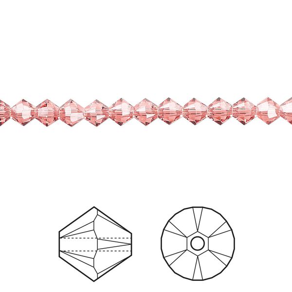 Bead 1440pk rose peach, Swarovski® 4mm XILION bicone 5328 image number 0