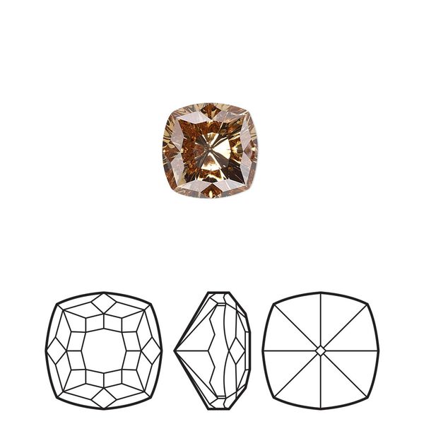 Fancy stone 48pk light Colorado topaz foil back, Swarovski® 10mm magical square 4460 image number 0