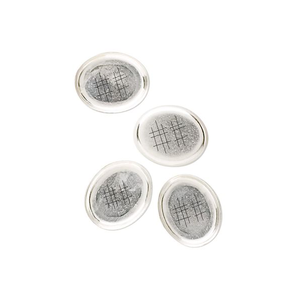 Bezel cup, sterling silver, solid back, 10x8mm oval. Sold per pkg of 4. image number 0