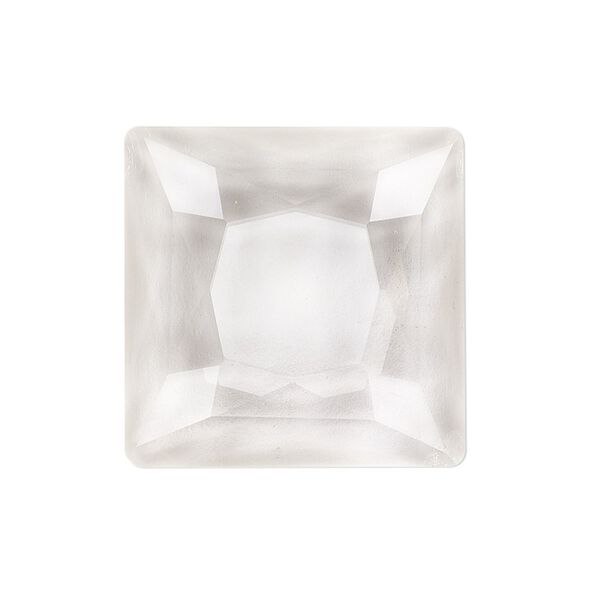 Cabochon, glass, clear, 25mm non-calibrated faceted square. Sold individually. image number 0