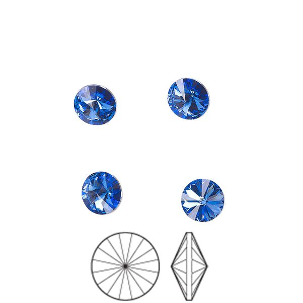Chaton 288pk sapphire foil back, Preciosa MAXIMA Czech crystal rhinestone 6.14-6.32mm rivoli SS29 image number 0