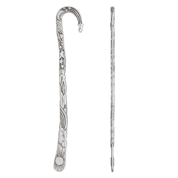 Bookmark, antiqued pewter (tin-based alloy), moon and stars design, approximately 5-1/2 inches long. Sold individually. image number 0