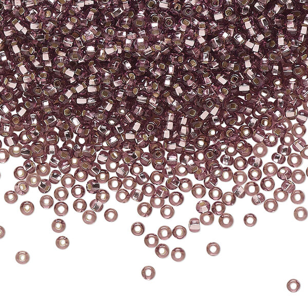 Seed bead, Preciosa Ornela Czech glass, pkg/500g, #11 rocaille, transparent silver-lined light amethyst, (27010). image number 0