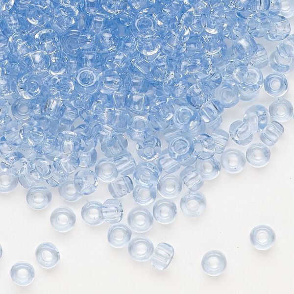 Seed bead, Dyna-Mites™, glass, transparent pale blue, #6 round. Sold per 40-gram pkg. image number 0