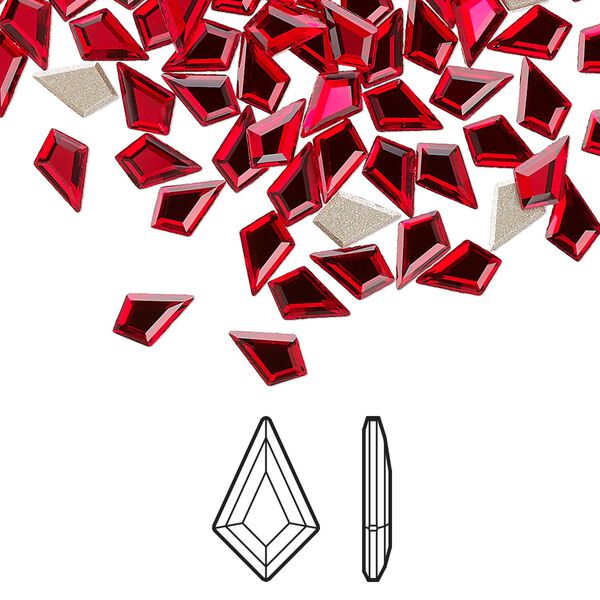 Flat back 6pk light Siam foil back, Crystal Passions® 6.4x4.2mm kite 2771 image number 0