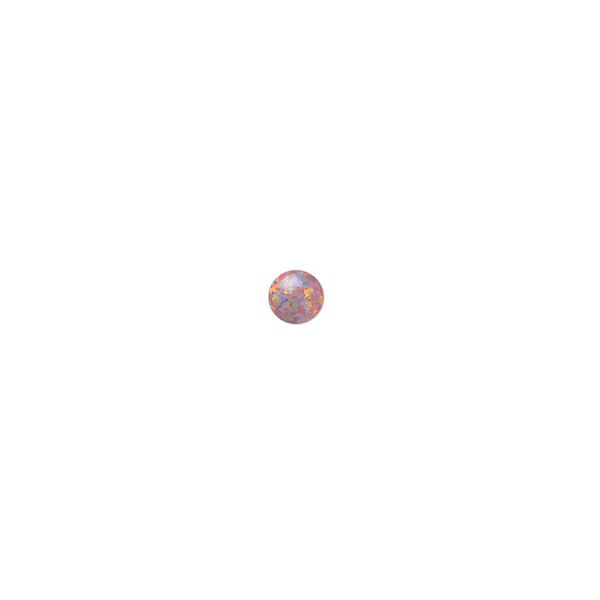 Cabochon, "opal" (silica and epoxy) (man-made), Mexican brown, 4mm calibrated round. Sold per pkg of 2. image number 0