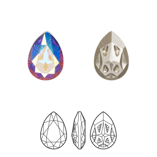 Fancy stone 144pk crystal AB foil back, Swarovski® 14x10mm mirage pear 4390 image number 0