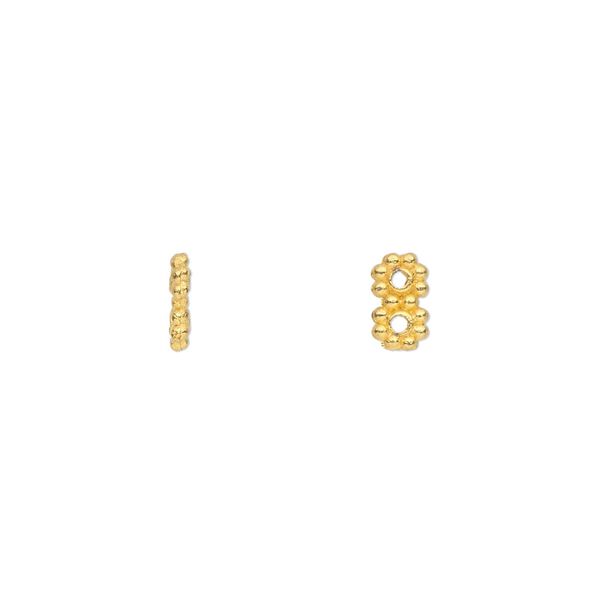 Spacer, gold-finished "pewter" (zinc-based alloy), 7x4mm 2-strand double-sided rectangle. Sold per pkg of 100. image number 0