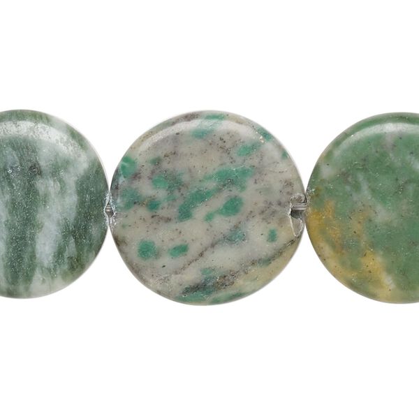 Multi-gemstone 1pkg1, puffed flat round bead natural 15 inch 18-20mm image number 0