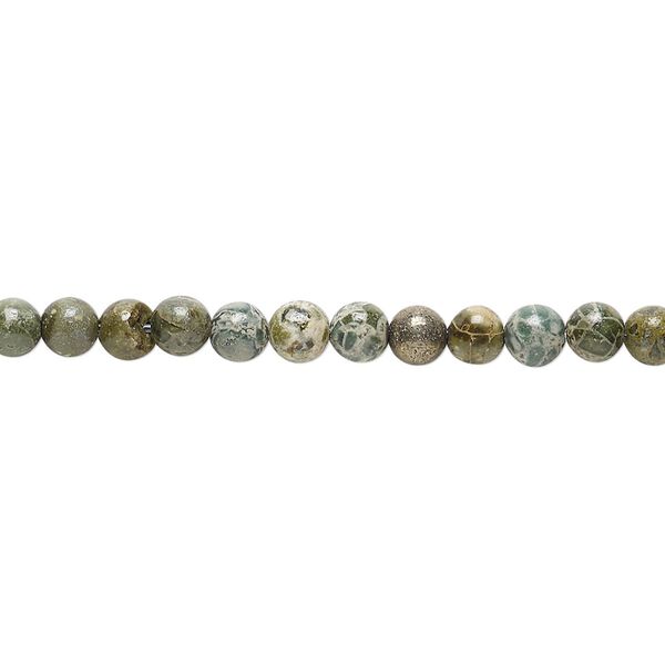 Green brecciated jasper 1pkg1, round bead natural 15.5-16 inch 4mm image number 0