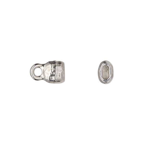End cap, TierraCast®, "Hammertone" collection, white bronze-plated pewter (tin-based alloy), 7mm hammered cap. Sold per pkg of 2. image number 0