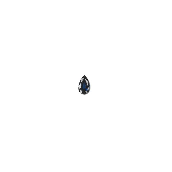 Blue sapphire 1pkg1, hand-cut faceted pear gem 5x3mm image number 0