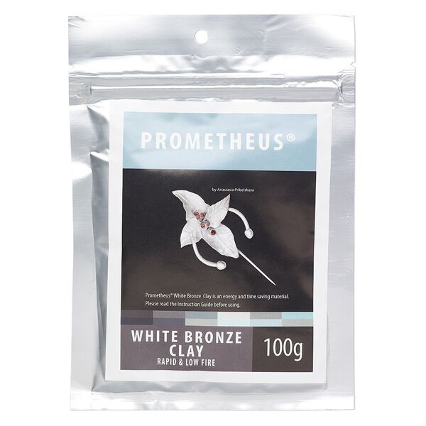 Prometheus® white bronze clay, pkg/100g, rapid and low fire formula. image number 0
