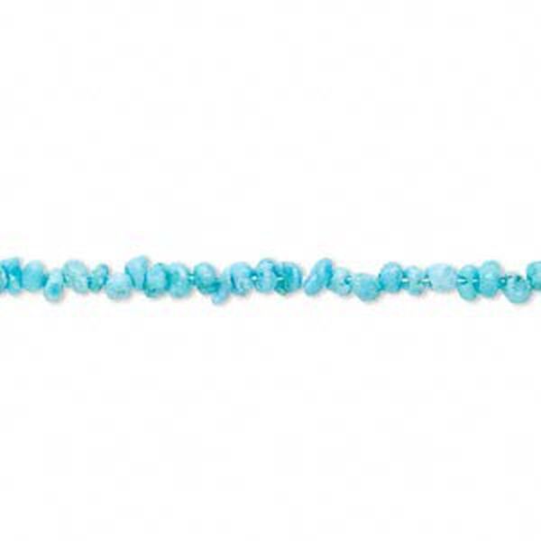 Bead, turquoise (dyed / stabilized), blue, mini chip, B grade, Mohs hardness 5 to 6. Sold per 15-1/2" to 16" strand. image number 0