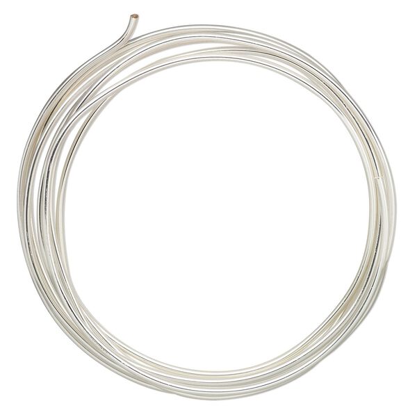 Wire, ParaWire™, silver-plated copper, round, 12 gauge. Sold per 5-foot section. image number 0