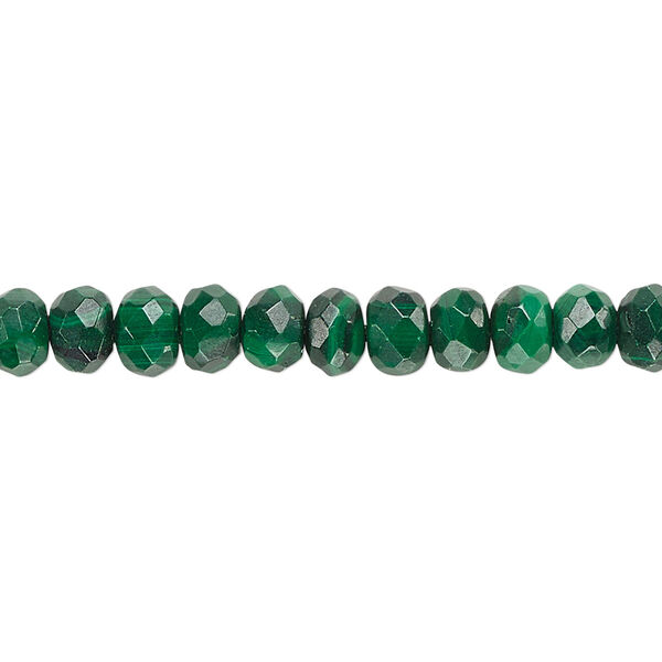 Malachite 1pkg1, faceted rondelle bead natural 15.5-16 inch 6x4mm image number 0